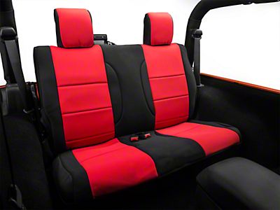 Rugged Ridge Jeep Wrangler Neoprene Rear Seat Cover Black Red 13265 53 07 18 Jk 2 Door Free - Best Jeep Wrangler Jk 2 Door Seat Covers