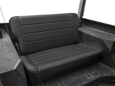 Smittybilt Rear Fold and Tumble Seat; Black Denim (87-95 Jeep Wrangler YJ)