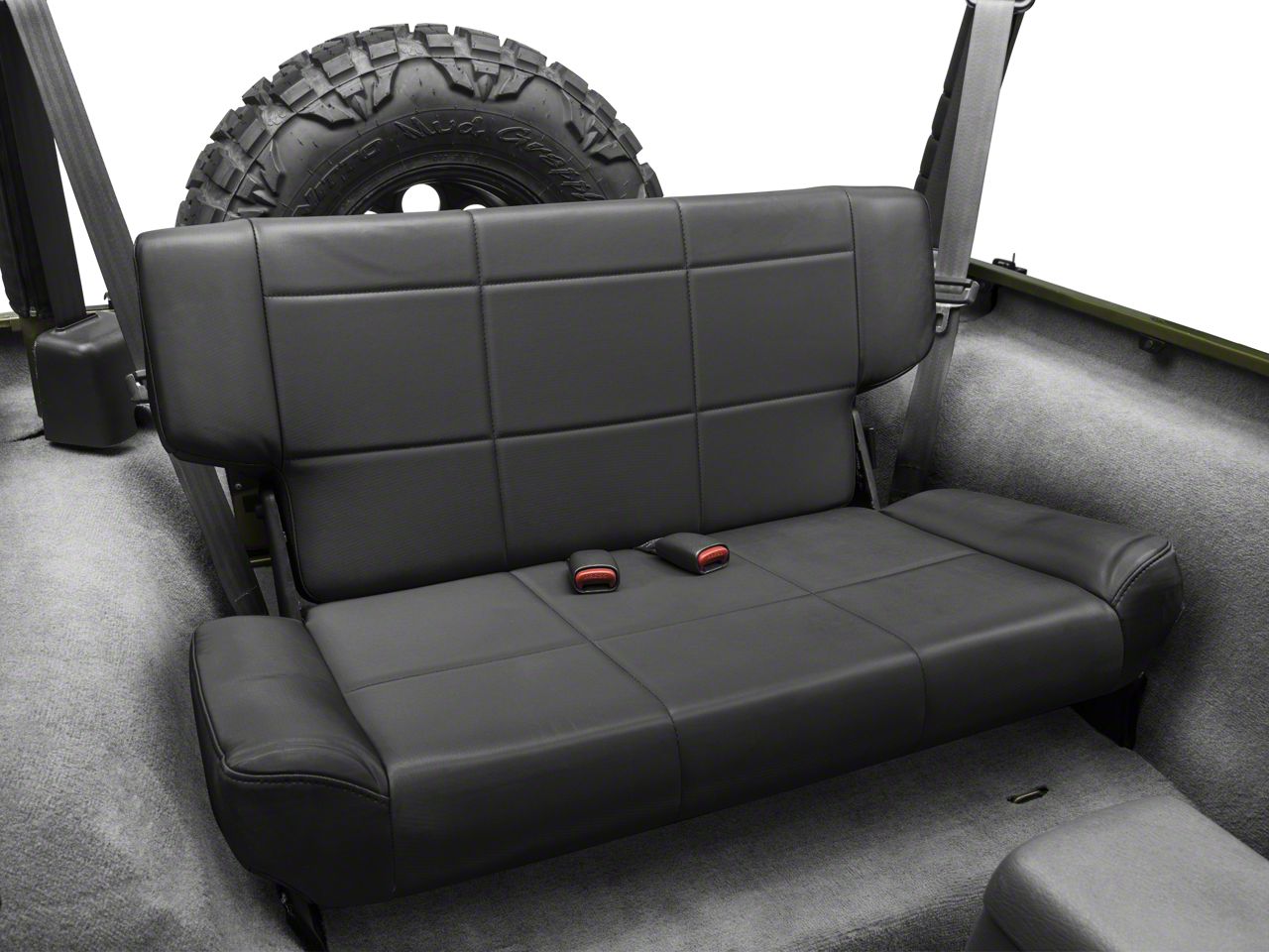 Smittybilt Jeep Wrangler Vinyl Fold & Tumble Rear Seat - Black Denim