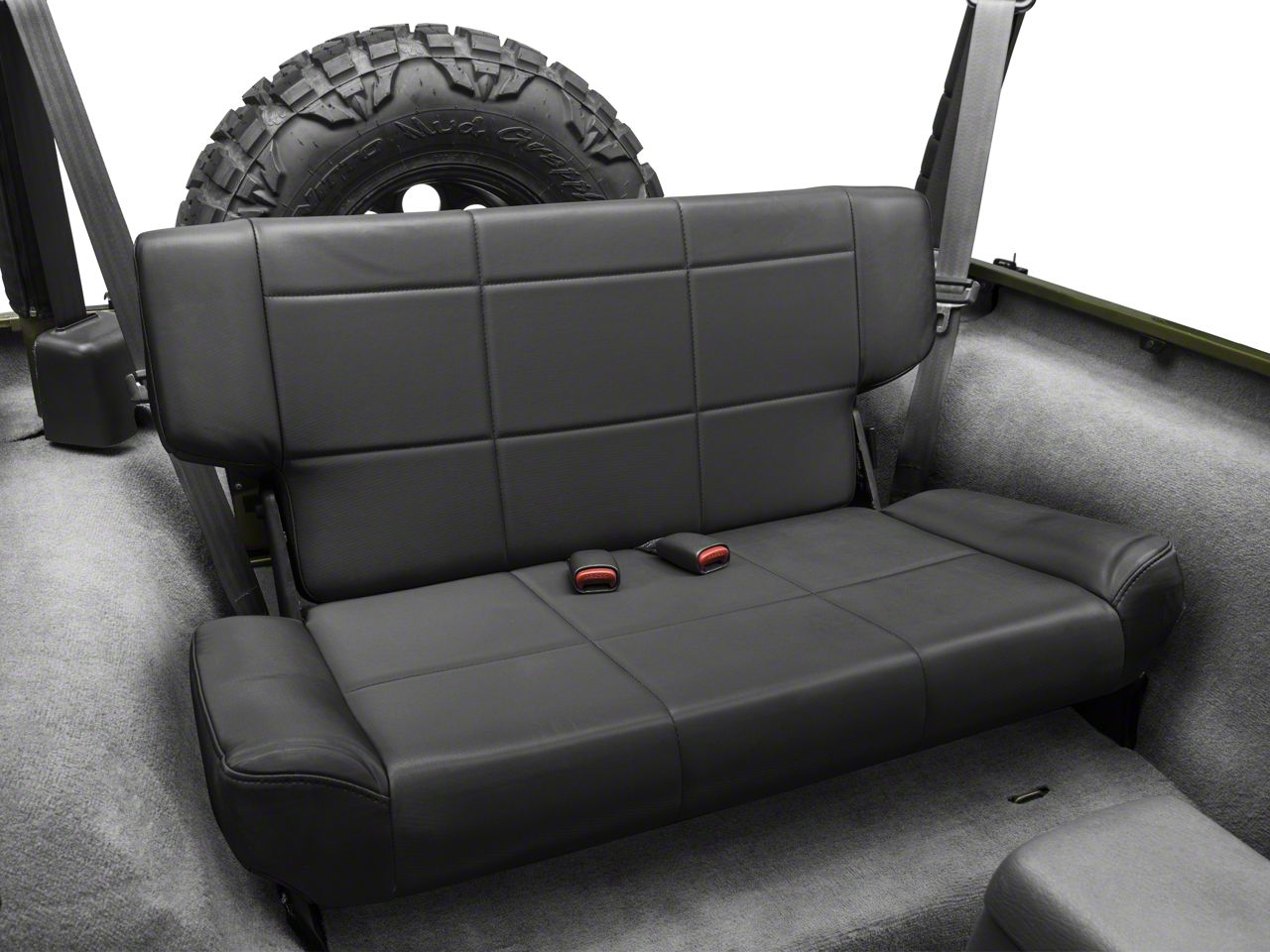 Smittybilt Jeep Wrangler Vinyl Fold & Tumble Rear Seat - Black Denim 41515 ( 97-06 Jeep Wrangler TJ)