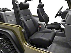 Smittybilt Front Contour Sport Bucket Reclining Seat; Black Denim (87-02 Jeep Wrangler YJ & TJ)