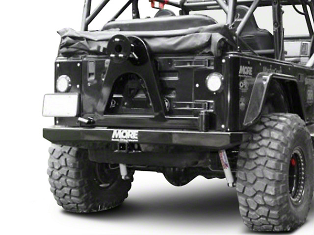 M.O.R.E. Rock Proof Rear Bumper with Tire Carrier; Black (87-95 Jeep Wrangler YJ)