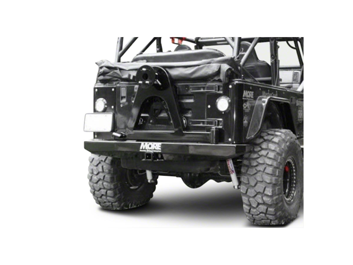 .E. Jeep Wrangler Rock Proof Rear Bumper with Tire Carrier; Black  JRB900YJPC (87-95 Jeep Wrangler YJ)