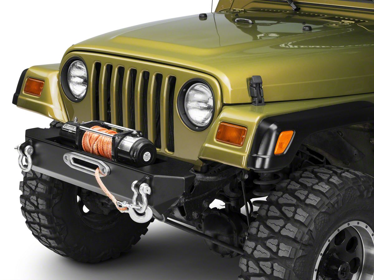 .E. Jeep Wrangler Rock Proof Stubby Front Bumper; Black JFBS300PC (97-06  Jeep Wrangler TJ)