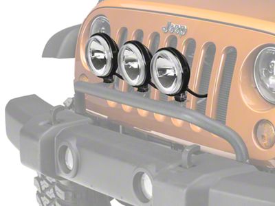 Rugged Ridge 5-Inch Round Halogen Off-Road Fog Lights with Front Bumper Light Bar (07-18 Jeep Wrangler JK)