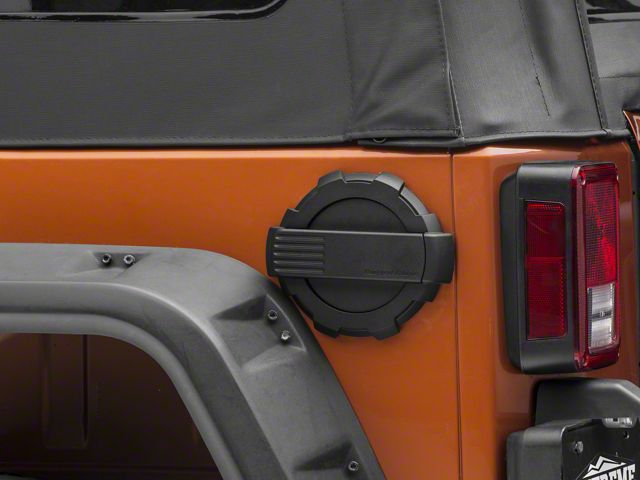Rugged Ridge Elite Locking Fuel Door and Cap Kit; Black (07-18 Jeep Wrangler JK)