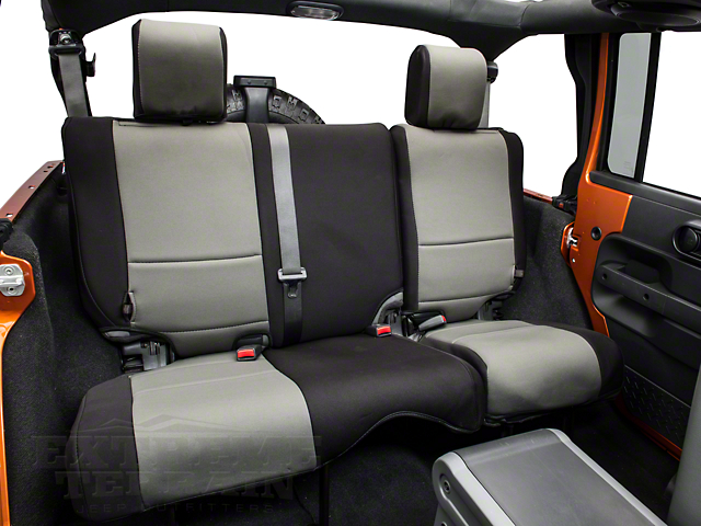 Rugged Ridge Neoprene Rear Seat Cover; Black/Gray (07-18 Jeep Wrangler JK 4-Door)