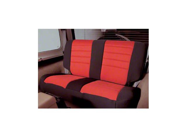 Smittybilt Custom Fit Neoprene Rear Seat Cover, Black/Red (03-06 Jeep Wrangler TJ)