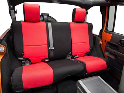 Rugged Ridge Neoprene Rear Seat Cover; Black/Red (07-18 Jeep Wrangler JK 4-Door)