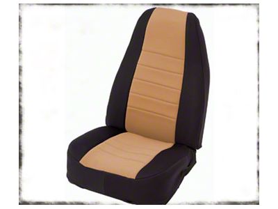 Smittybilt Custom Fit Neoprene Front Seat Covers, Black/Tan (87-90 Jeep Wrangler YJ)
