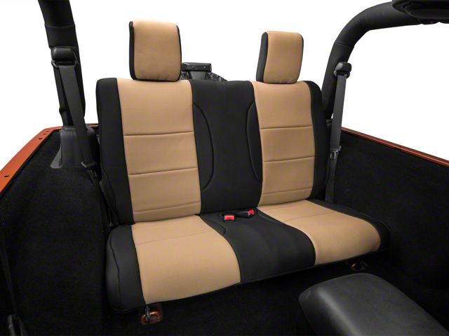 Rugged Ridge Neoprene Rear Seat Cover; Black/Tan (07-18 Jeep Wrangler JK 2-Door)