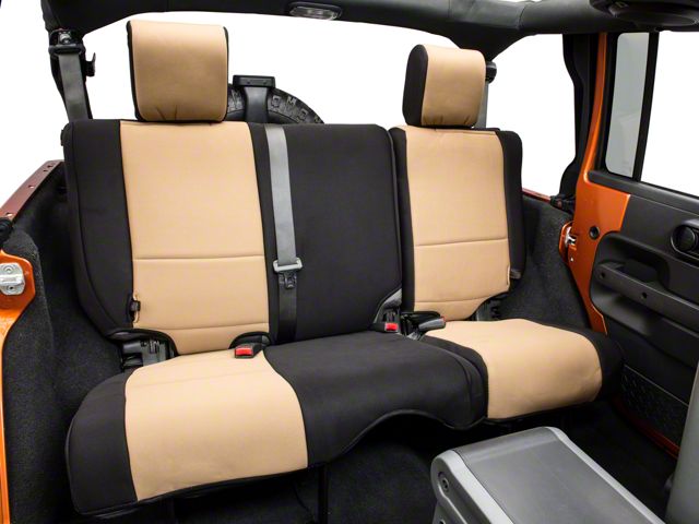 Rugged Ridge Neoprene Rear Seat Cover; Black/Tan (07-18 Jeep Wrangler JK 4-Door)