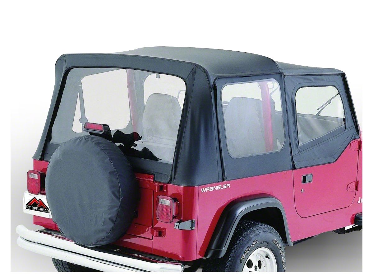 Jeep Wrangler Complete Soft Top with Clear Windows; Black Diamond (87-95 Jeep  Wrangler YJ w/ Half Steel Doors)