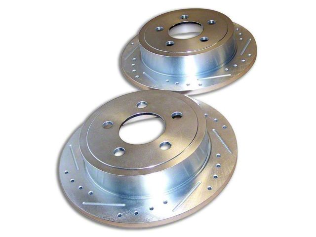 Drilled and Slotted Brake Rotors; Rear Pair (03-06 Jeep Wrangler TJ w/ Rear Disc Brakes)