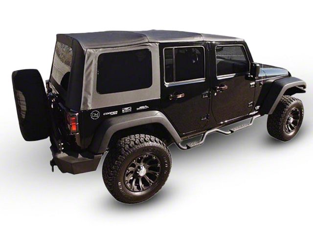 OEM Replacement Sailcloth Soft Top with Tinted Windows; Black Diamond (07-09 Jeep Wrangler JK 4-Door w/ Full Steel Doors)