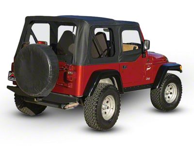 OEM Replacement Soft Top with Clear Windows and Door Skins; Black Denim (97-06 Jeep Wrangler TJ w/ Soft Upper Doors, Excluding Unlimited)
