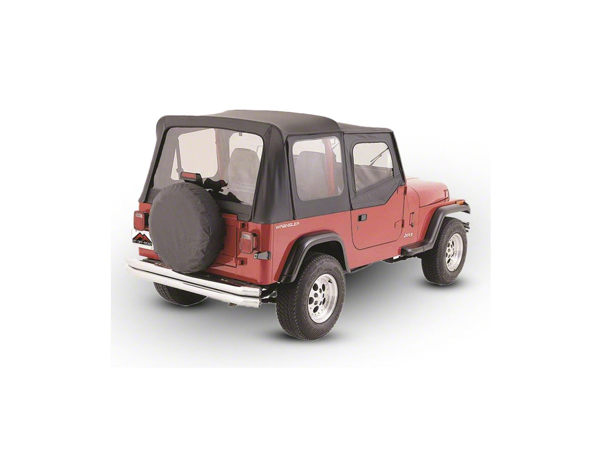 Jeep Wrangler OEM Replacement Soft Top with Clear Windows and Door Skins;  Black Denim (88-95 Jeep Wrangler YJ w/ Soft Upper Doors)