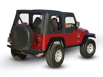 OEM Replacement Soft Top with Clear Windows and Door Skins; Black Diamond (97-06 Jeep Wrangler TJ w/ Soft Upper Doors)