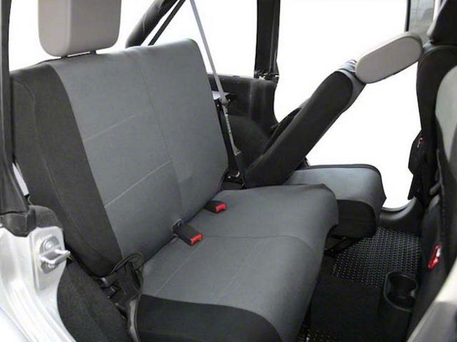 Rear Seat Cover; Black/Gray (07-11 Jeep Wrangler JK 4-Door)