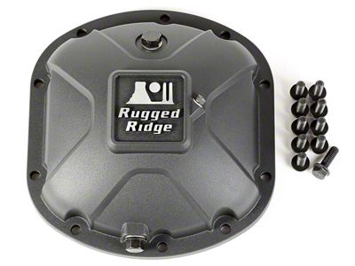 Rugged Ridge Dana 30 Axle Boulder Aluminum Differential Cover; Black (76-07 Jeep CJ5, CJ7, Wrangler YJ, TJ & JK, Excluding Rubicon)