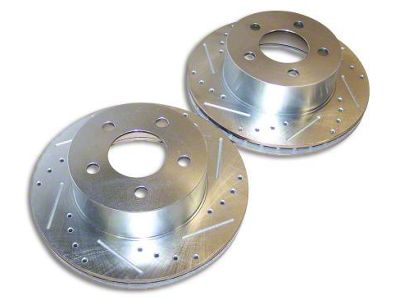 Drilled and Slotted Brake Rotors; Front Pair (90-06 Jeep Wrangler YJ & TJ)