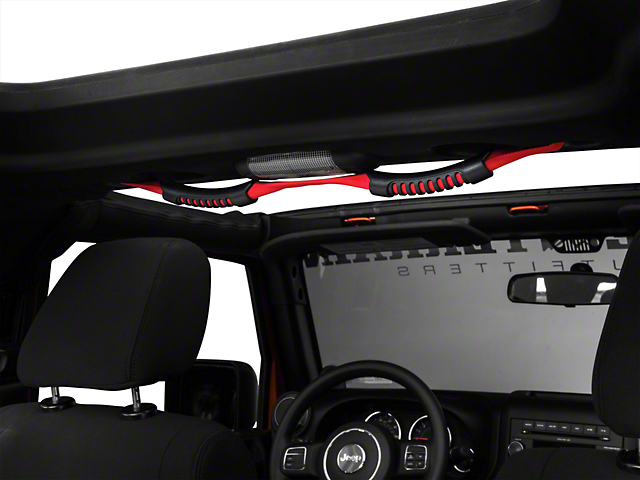 Rugged Ridge Rear Dual Grab Strap; Red (07-18 Jeep Wrangler JK 4-Door)