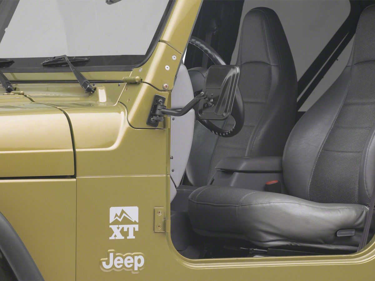 Jeep Wrangler Quick Release Rectangular Mirrors; Black (76-18 Jeep CJ7,  Wrangler YJ, TJ & JK)