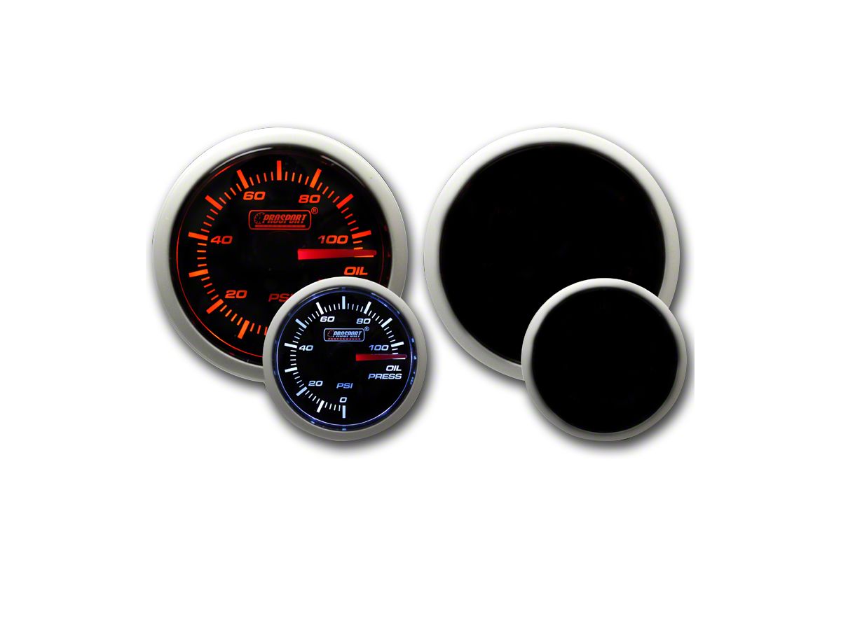 Prosport Jeep Wrangler 52mm Performance Series Oil Pressure Gauge;  Electrical; Amber/White  (Universal; Some Adaptation May Be  Required) - Free Shipping