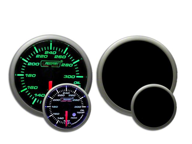 Prosport 52mm Premium Series Oil Temperature Gauge; Electrical; Green/White (Universal; Some Adaptation May Be Required)