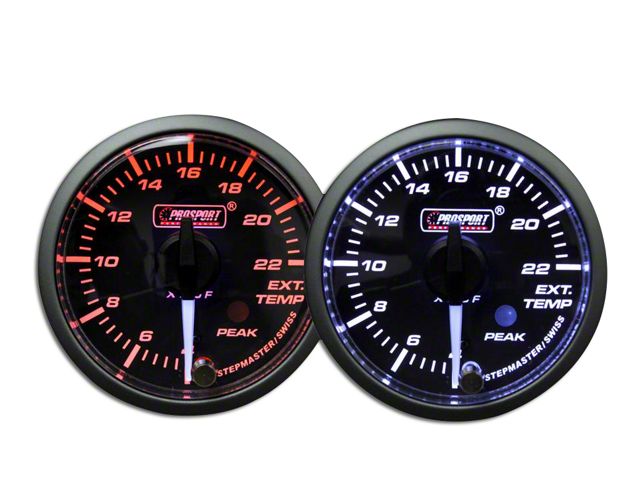 Prosport 52mm Premium Series White Pointer Exhaust Gas Temperature Gauge; Electrical; Amber/White (Universal; Some Adaptation May Be Required)