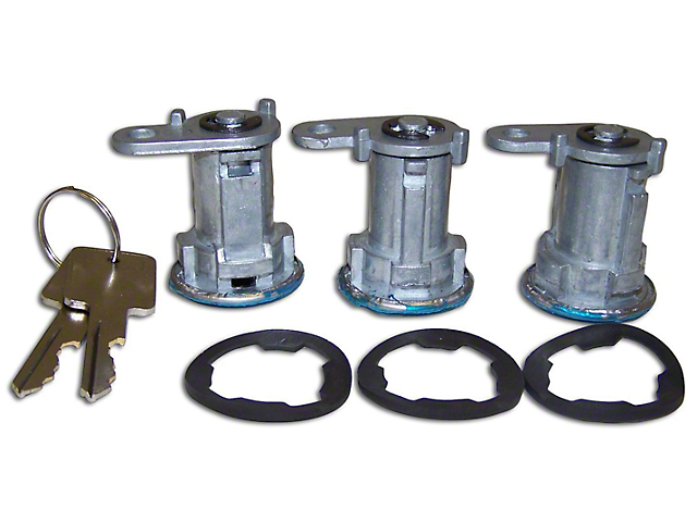 Door Lock Cylinder Kit; 3-Locks (76-90 Jeep CJ5, CJ7 & Wrangler YJ)