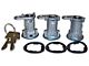 Door Lock Cylinder Kit; 3-Locks (76-90 Jeep CJ5, CJ7 & Wrangler YJ)