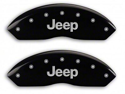 MGP Jeep Wrangler Black Caliper Covers w/ Jeep Logo - Front & Rear  42014SJEPBK (03-06 Jeep Wrangler TJ w/ Rear Disc Brakes)