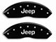 MGP Brake Caliper Covers with Jeep Logo; Black; Front and Rear (03-06 Jeep Wrangler TJ w/ Rear Disc Brakes)