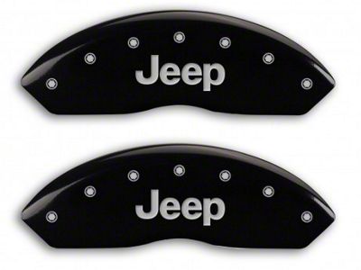 MGP Black Caliper Covers with Jeep Logo; Front and Rear (07-18 Jeep Wrangler JK)