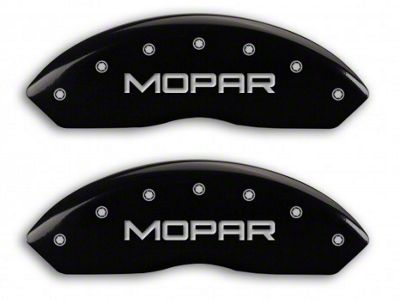 MGP Brake Caliper Covers with MOPAR Logo; Black; Front and Rear (07-18 Jeep Wrangler JK)