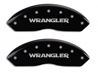 MGP Black Caliper Covers with Jeep Wrangler Logo; Front and Rear (07-18 Jeep Wrangler JK)