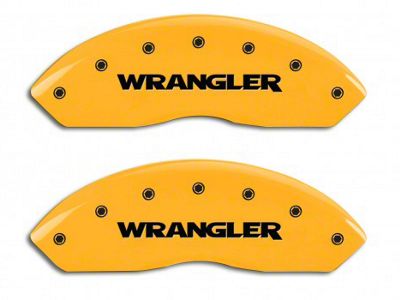 MGP Yellow Caliper Covers with Wrangler Logo; Front and Rear (07-18 Jeep Wrangler JK)