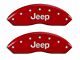 MGP Brake Caliper Covers with Jeep Logo; Red; Front and Rear (03-06 Jeep Wrangler TJ w/ Rear Disc Brakes)