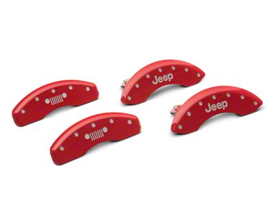 MGP Red Caliper Covers with Jeep Logo; Front and Rear (07-18 Jeep Wrangler JK)