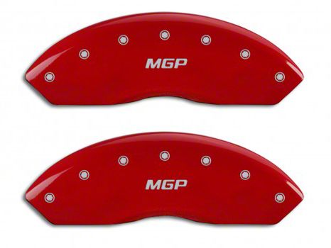 MGP Red Caliper Covers with MGP Logo; Front and Rear (03-06 Jeep Wrangler TJ w/ Rear Disc Brakes)