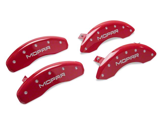 MGP Brake Caliper Covers with MOPAR Logo; Red; Front and Rear (07-18 Jeep Wrangler JK)