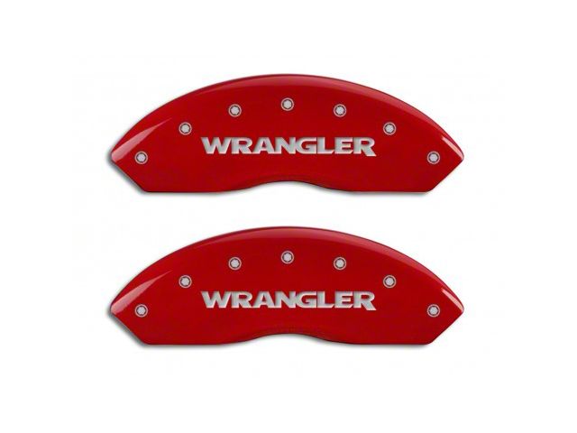 MGP Brake Caliper Covers with MOPAR Logo; Red; Front and Rear (03-06 Jeep Wrangler TJ w/ Rear Disc Brakes)