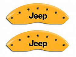 MGP Brake Caliper Covers with Jeep Grille Logo; Yellow; Front and Rear (03-06 Jeep Wrangler TJ w/ Rear Disc Brakes)