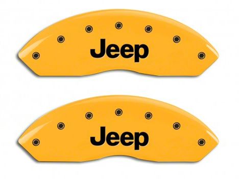 MGP Jeep Wrangler Yellow Caliper Covers w/ Jeep Logo Front & Rear