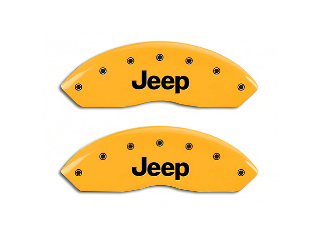 MGP Yellow Caliper Covers with Jeep Logo; Front and Rear (07-18 Jeep Wrangler JK)