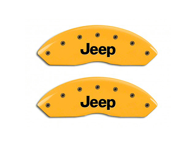 MGP Yellow Caliper Covers with Jeep Logo; Front Only (97-06 Jeep Wrangler TJ)