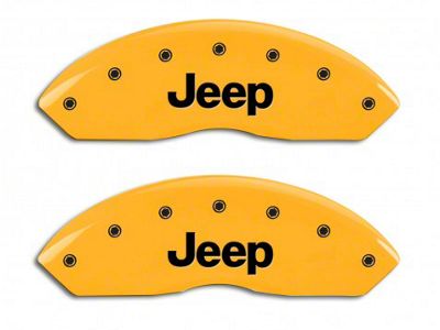MGP Brake Caliper Covers with Jeep Logo; Yellow; Front Only (97-06 Jeep Wrangler TJ)