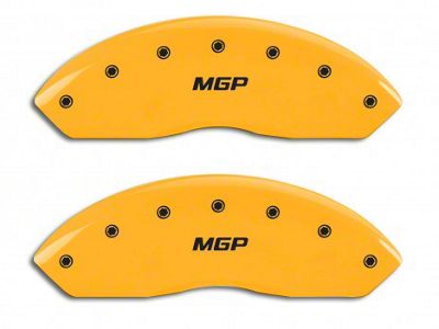 MGP Brake Caliper Covers with MGP Logo; Yellow; Front and Rear (03-06 Jeep Wrangler TJ w/ Rear Disc Brakes)