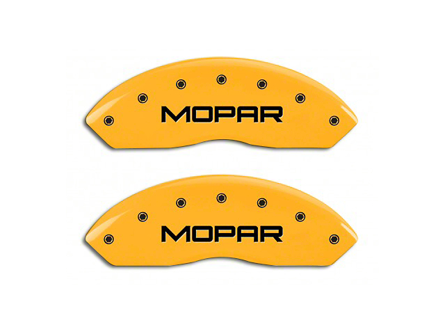 MGP Yellow Caliper Covers with MOPAR Logo; Front and Rear (03-06 Jeep Wrangler TJ w/ Rear Disc Brakes)